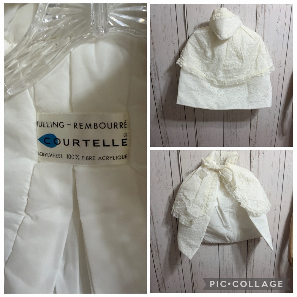 Vintage Elegant Lace Hooded Padded Cape Capelet by Vulling-Rembourre Courtelle